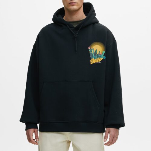 Black Hoodie With Contrast Graphic