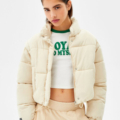 Short Nylon-Effect Puffer Jacket