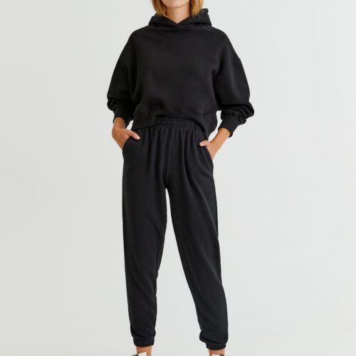 Basic Colored Sweatpants With Elastic Hems