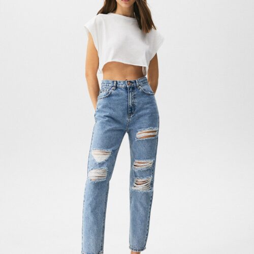 Ripped Mom Jeans – Contains Recycled Cotton